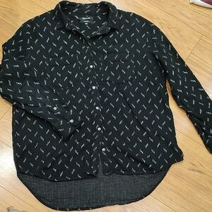 Madewell Black Shirt with White Zigzag Pattern